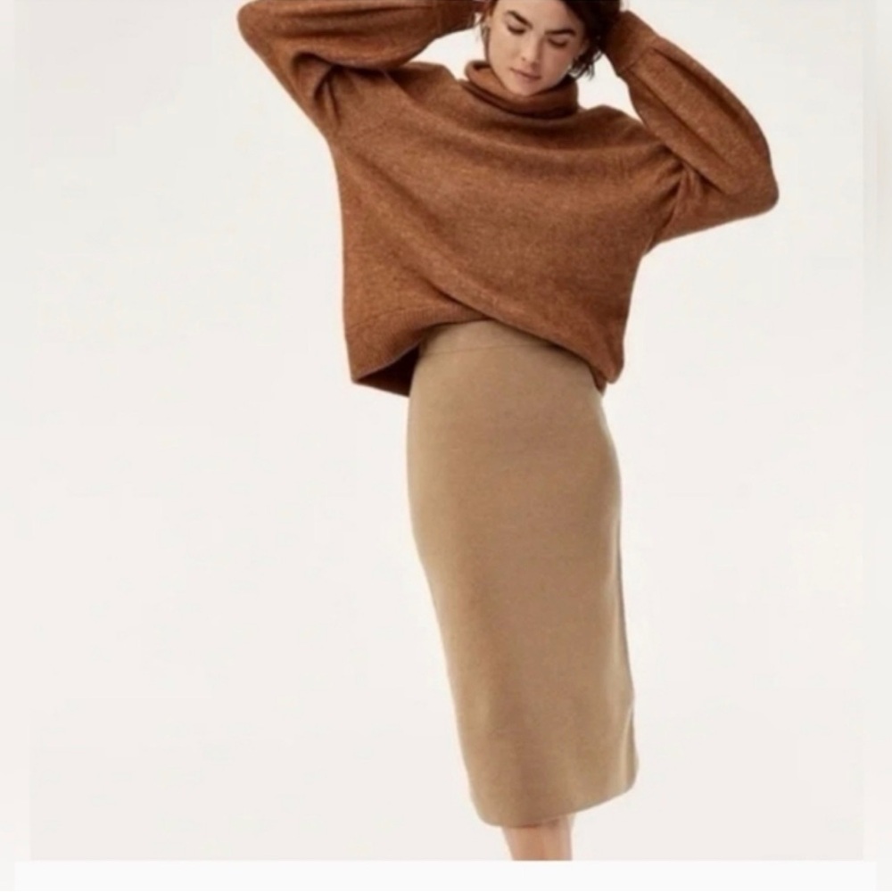 ARITIZIA The Group Babaton Johan Wool Blend Midi Skirt Heather Light Camel